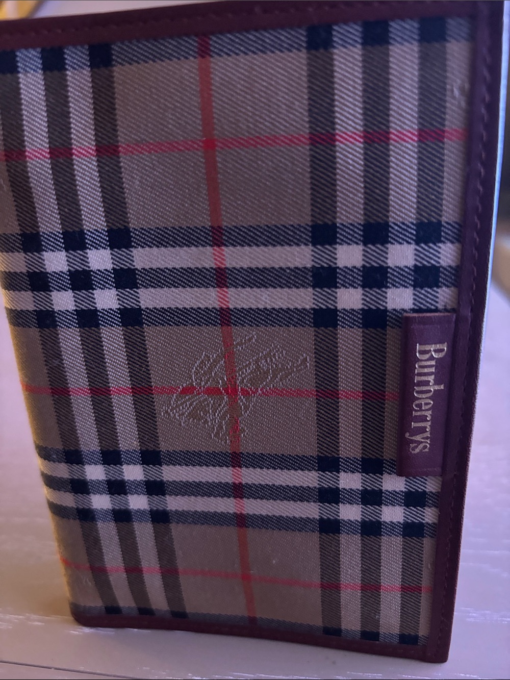 Burberry Beige Black Plaid small agenda Brown Trim